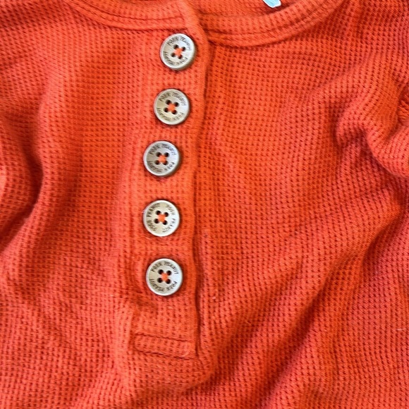 Posh peanut orange waffle bamboo romper - Picture 2 of 8